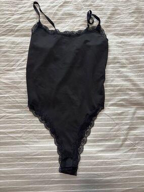 Black Lace-Trim Bodysuit